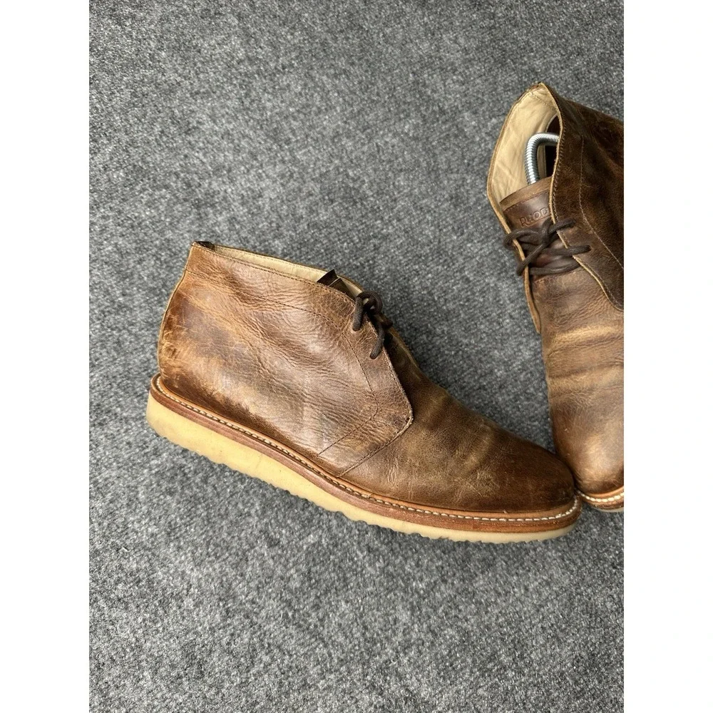 Mens Boots Rhodes Leather Brown Chukka Casual Lace Up, Size US 9 M